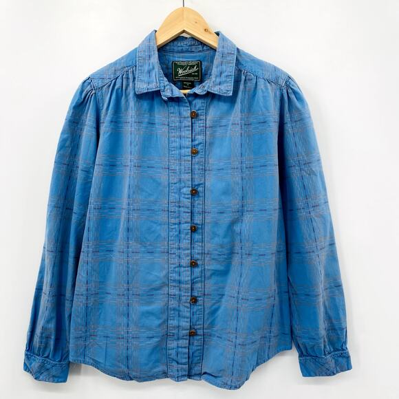 Woolrich Blue Button Down Pattern Top - Picture 1 of 5